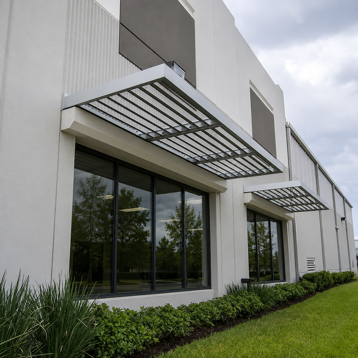 Commercial building windows before installing exterior security shutters