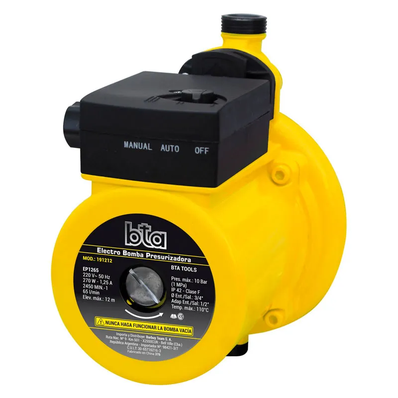 Electrobomba Presurizadora 65 L/Min - 270 W - 191212 |  BTA Tools