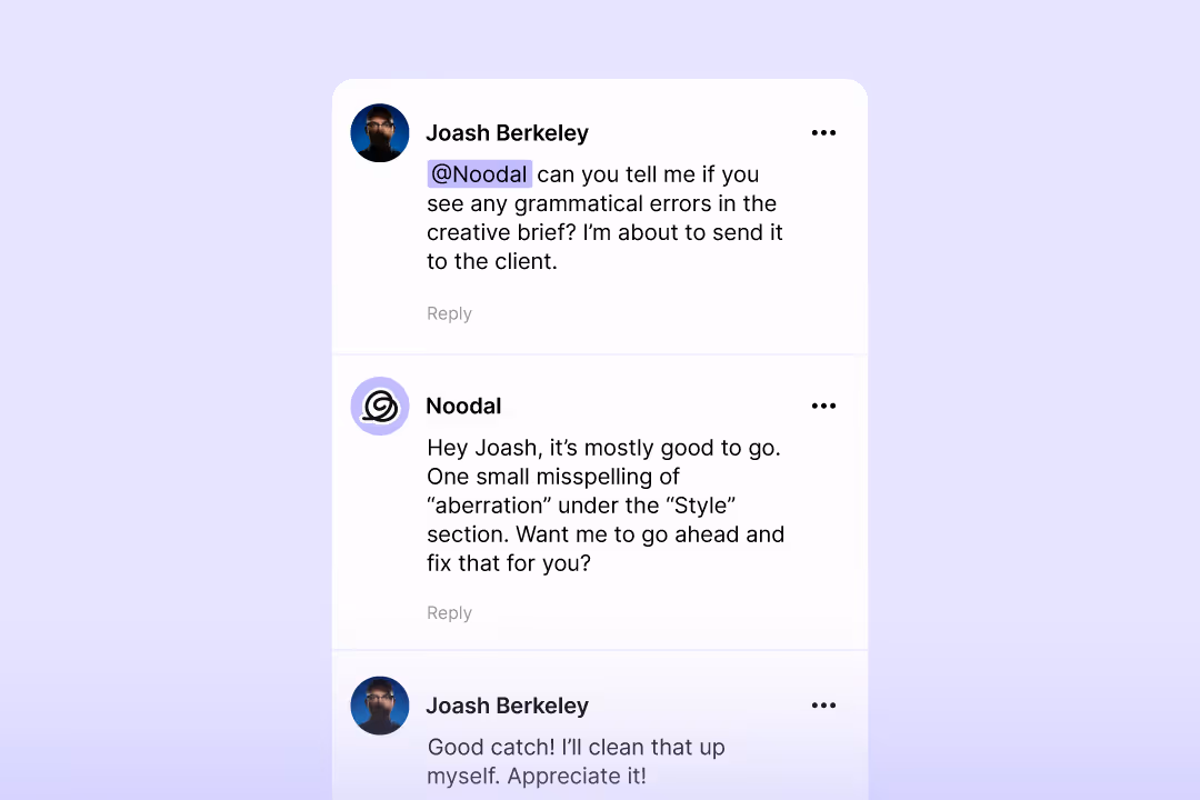 Noodal AI Assistant helps with project insights, research and basic tasks.