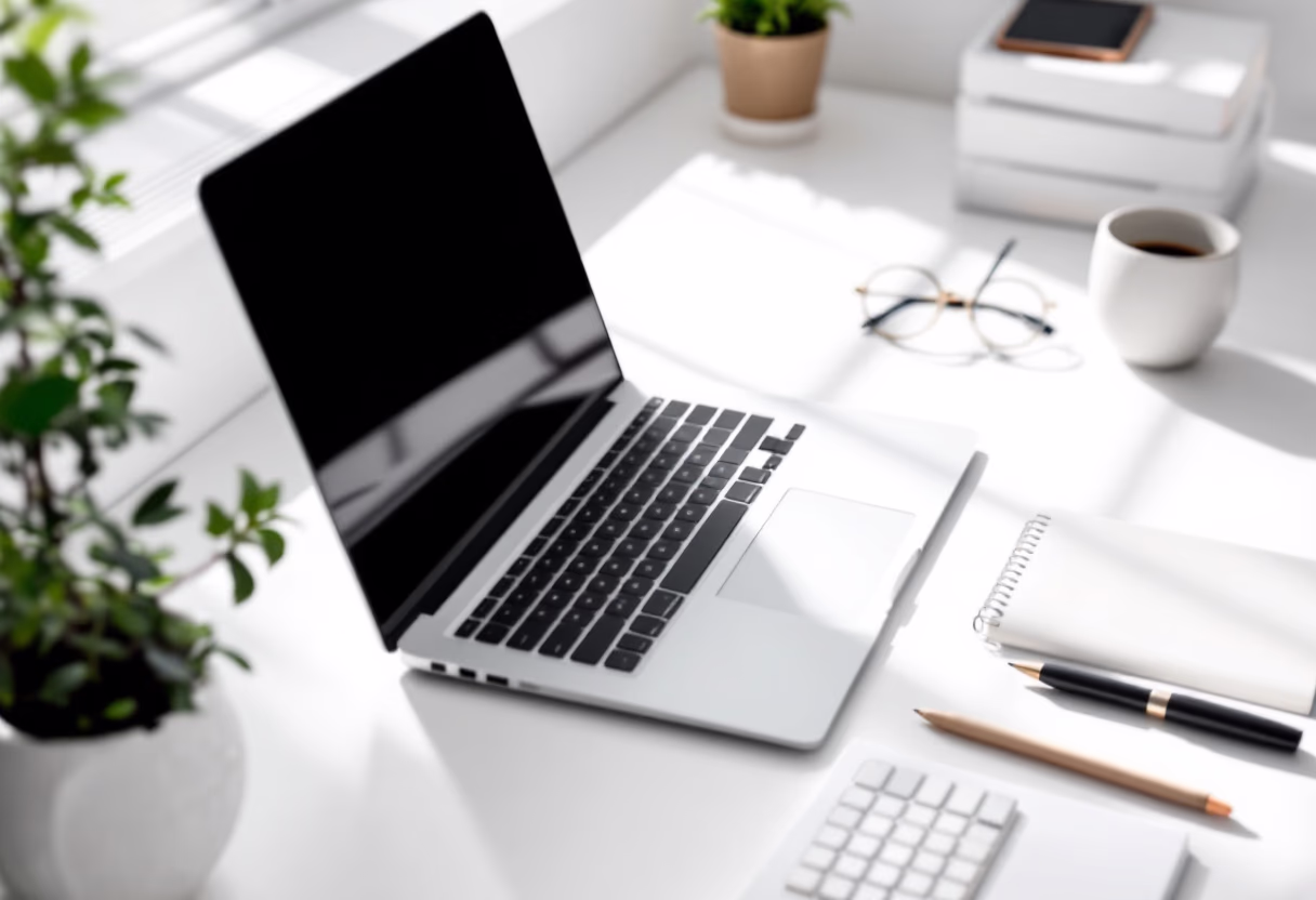 [background image] image of a writing desk with a laptop (for an insurance agency & company)