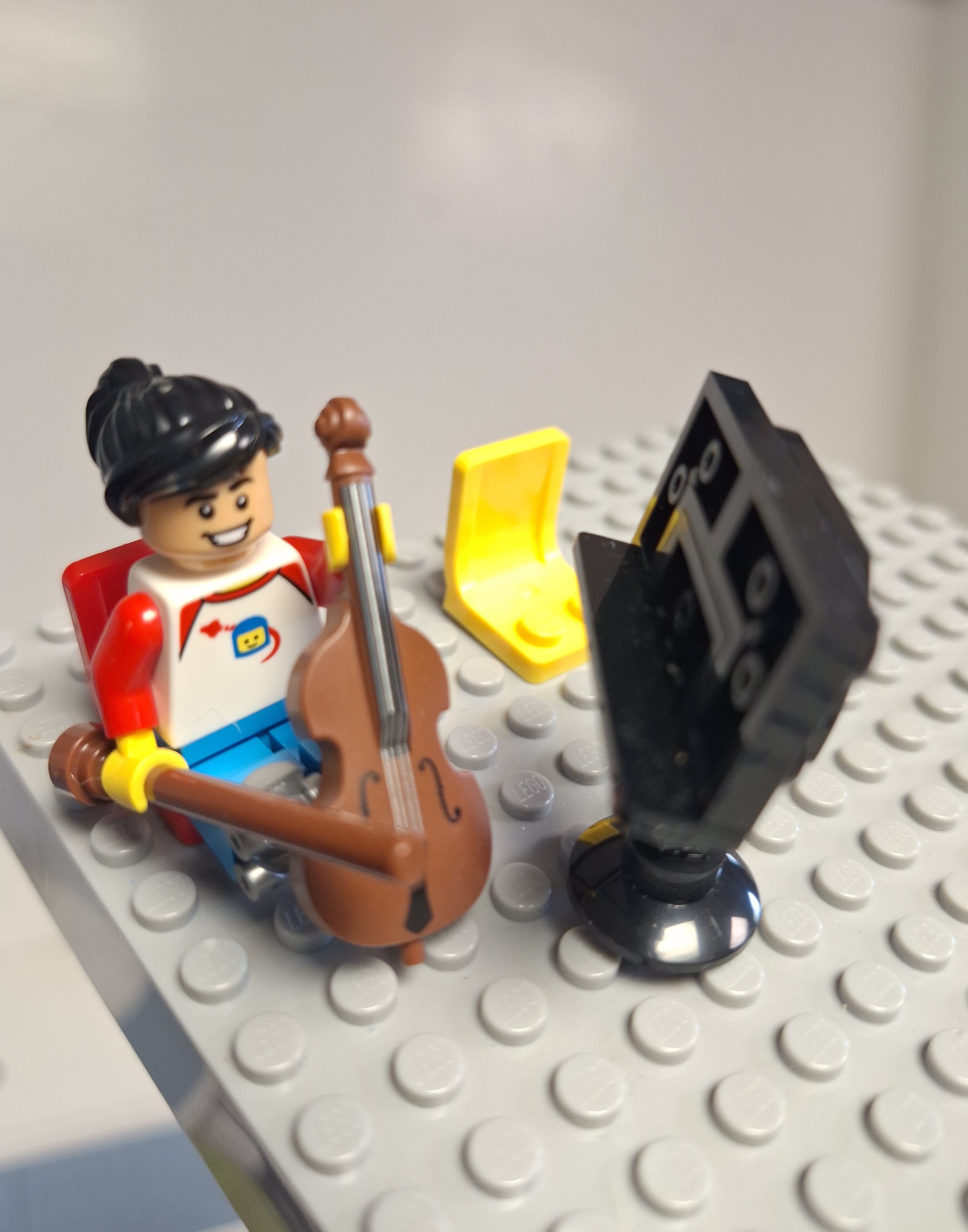 LEGO cellist at a music stand