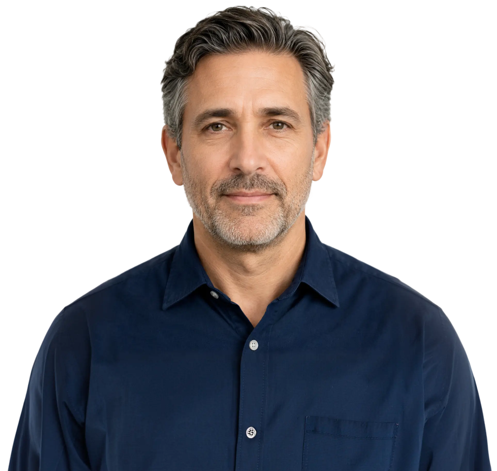 Man in blue shirt