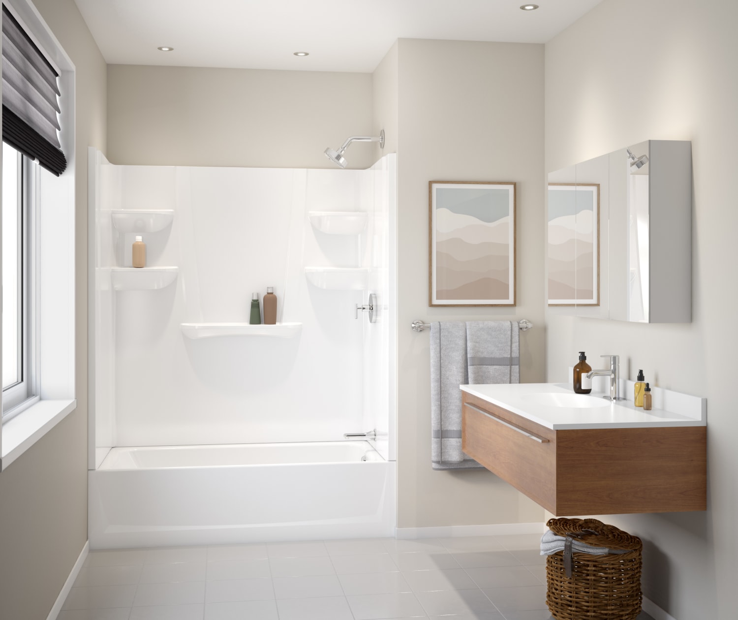 VP6030CTSAL 60 x 30 Veritek™ Pro Alcove Left Hand Drain Four Piece Tub Shower in White