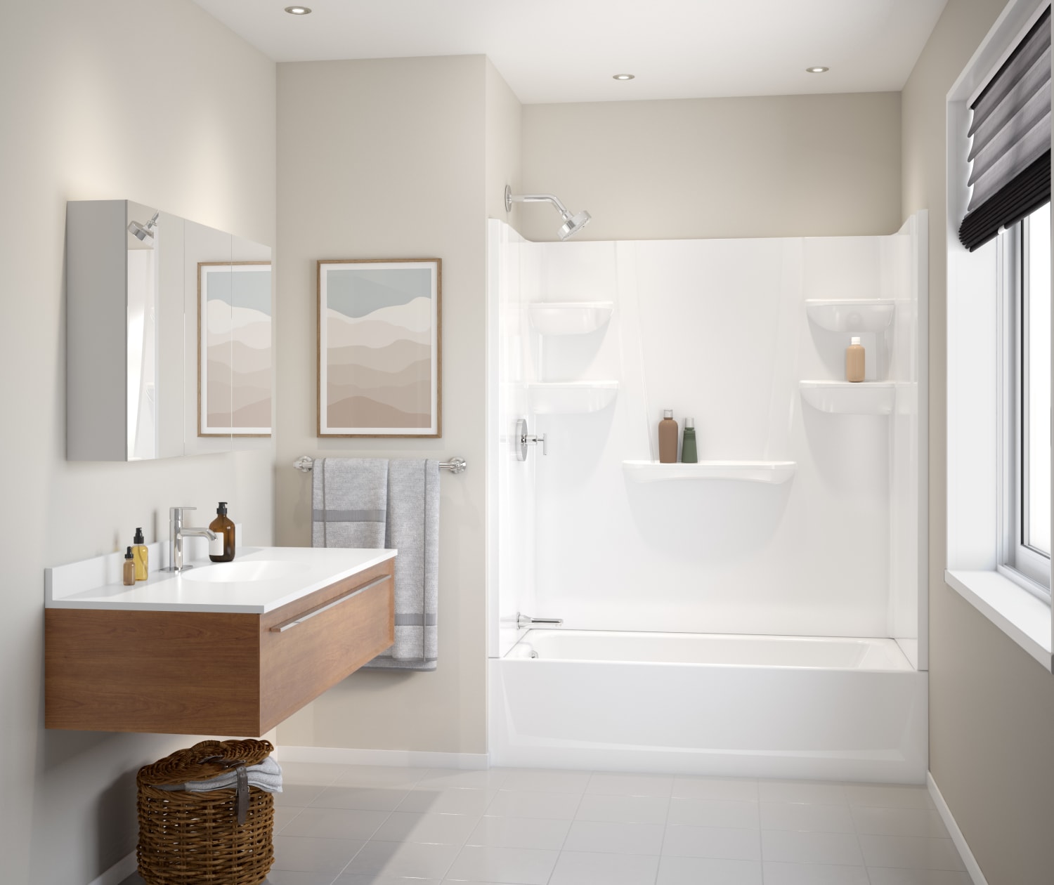 VP6030CTSML 60 x 30 Veritek™ Pro Alcove Left Hand Drain Four Piece Tub Shower in White