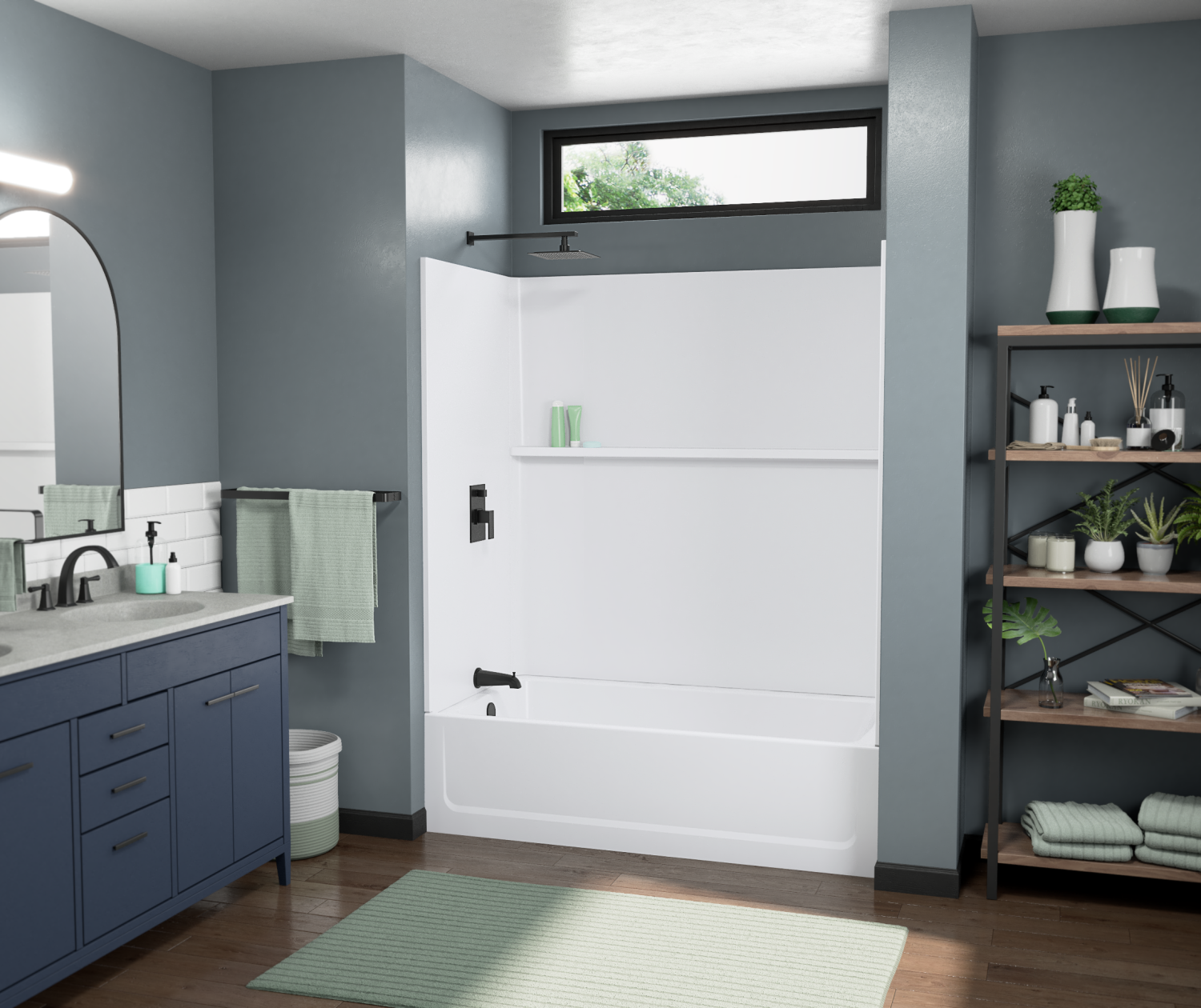 OP6032TSML 60 x 32 Optima™ Alcove Left Hand Drain Five Piece AFR Tub Shower in White