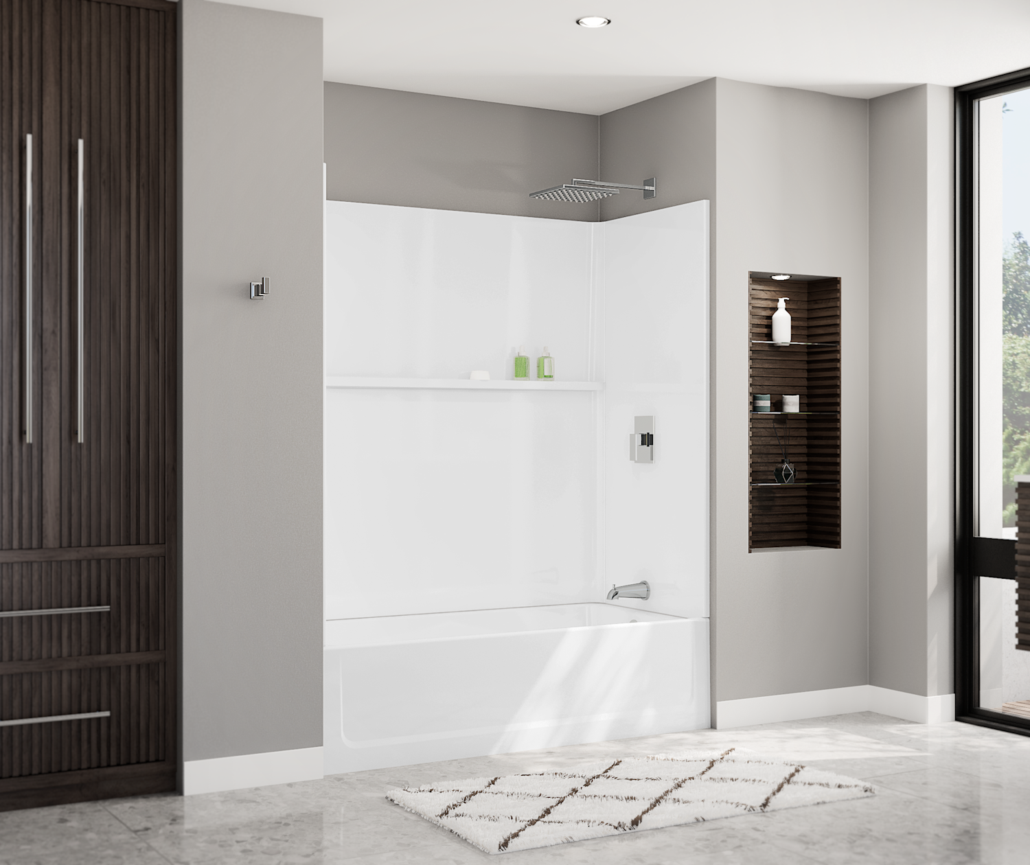 OP6032TSMRA 60 x 32 Optima™ Alcove Right Hand Drain Five Piece AFR Reinforced Tub Shower in White