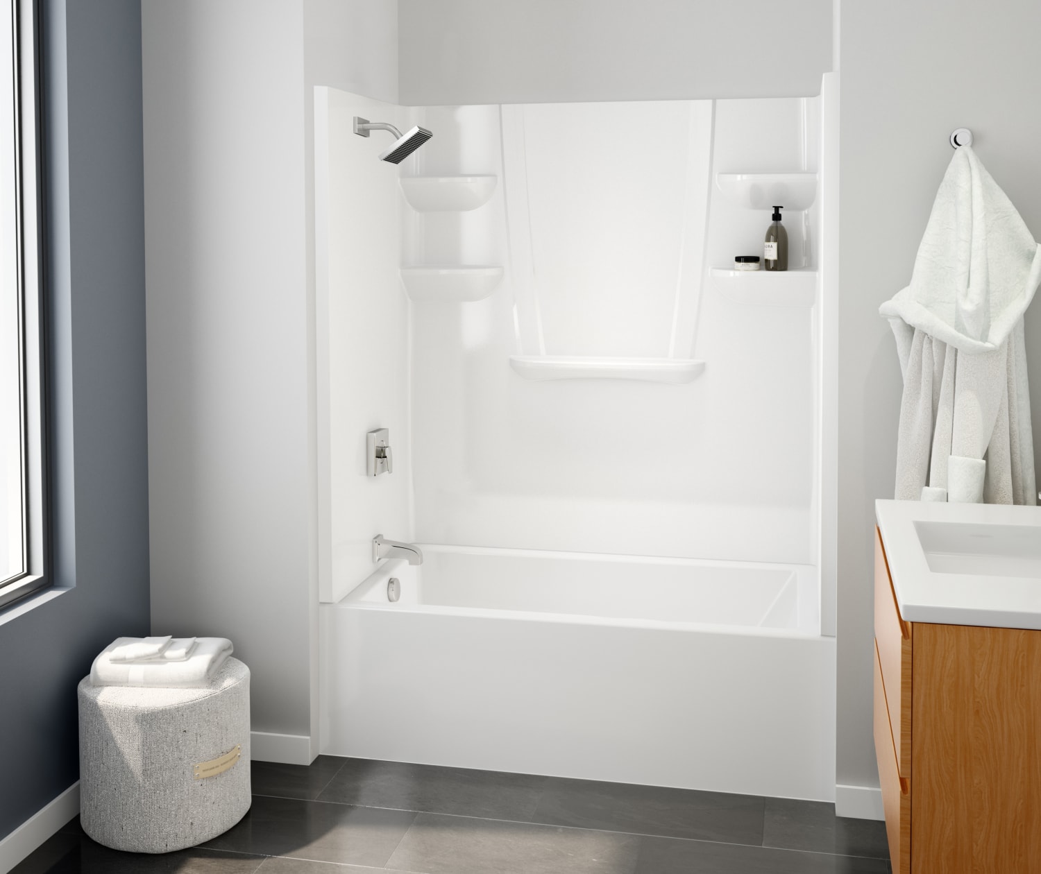VP6030CTSMINAL 60 x 30 Veritek™ Pro Alcove Left Hand Drain Four Piece Tub Shower in White