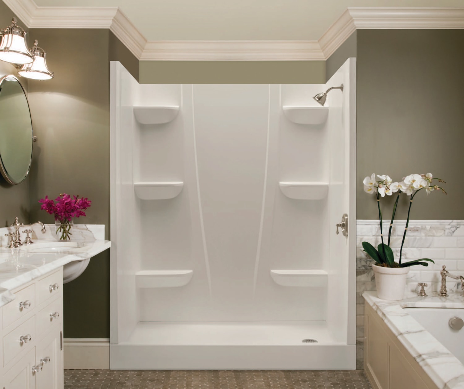 VP6030CSAR 60 x 30 Veritek™ Pro Alcove Right Hand Drain Four Piece Shower in White
