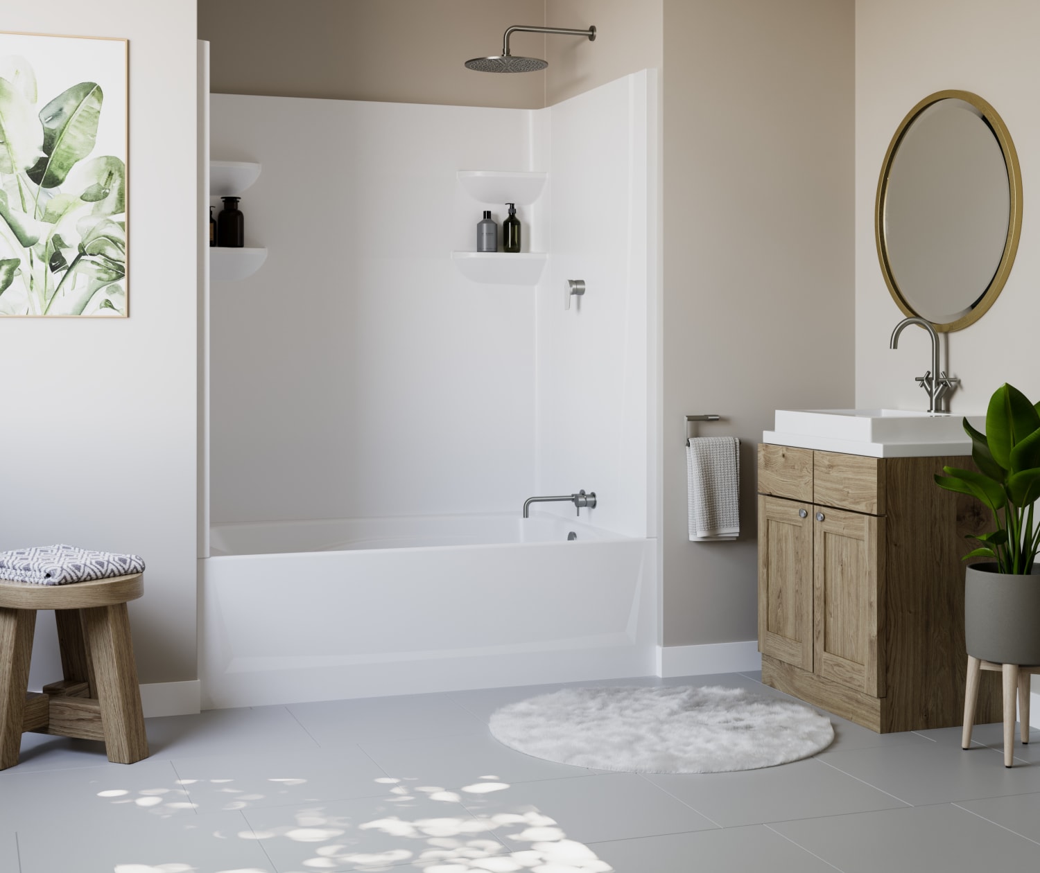 VP6036CTS2L 60 x 36 Veritek™ Pro Alcove Left Hand Drain Four Piece Tub Shower in White