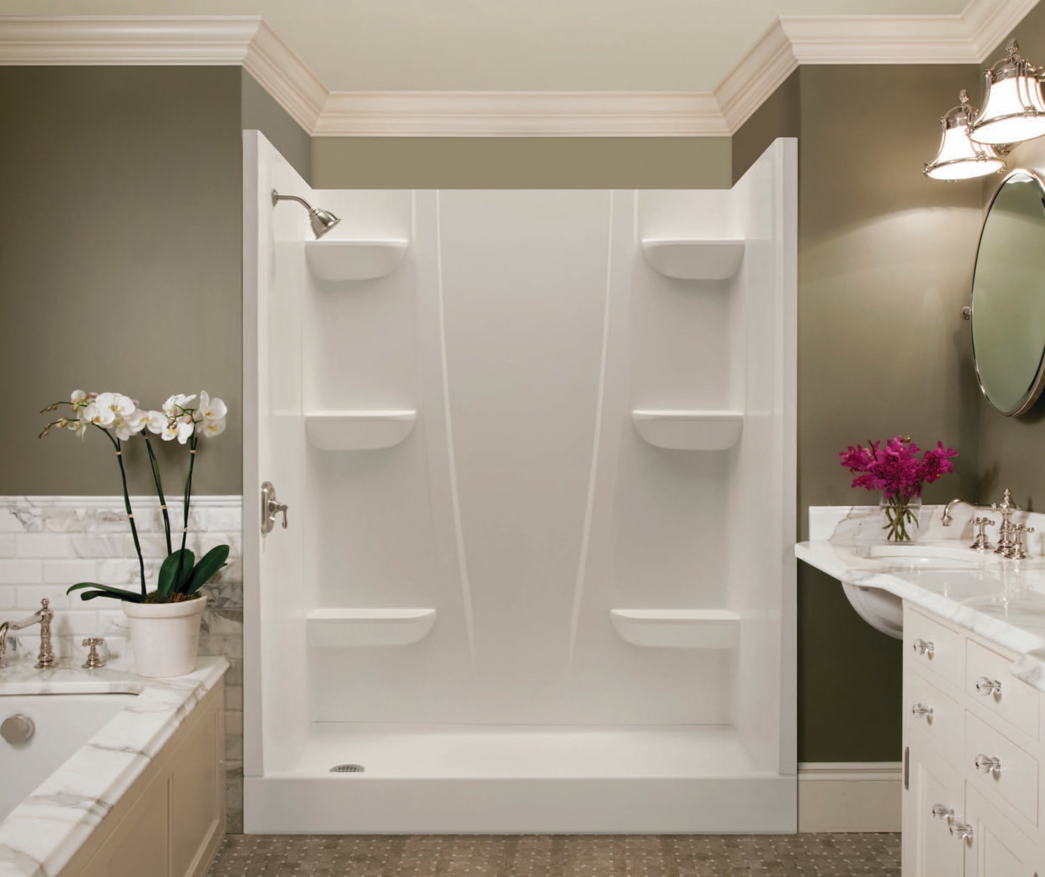 VP6030CSAL 60 x 30 Veritek™ Pro Alcove Left Hand Drain Four Piece Shower in White