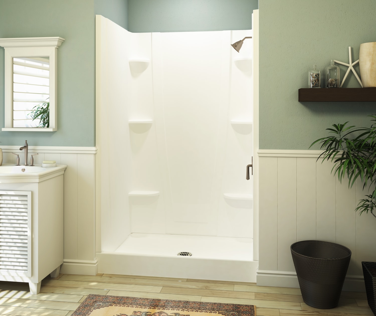 VP4834CS 48 x 34 Veritek™ Pro Alcove Center Drain Four-Piece Shower in White