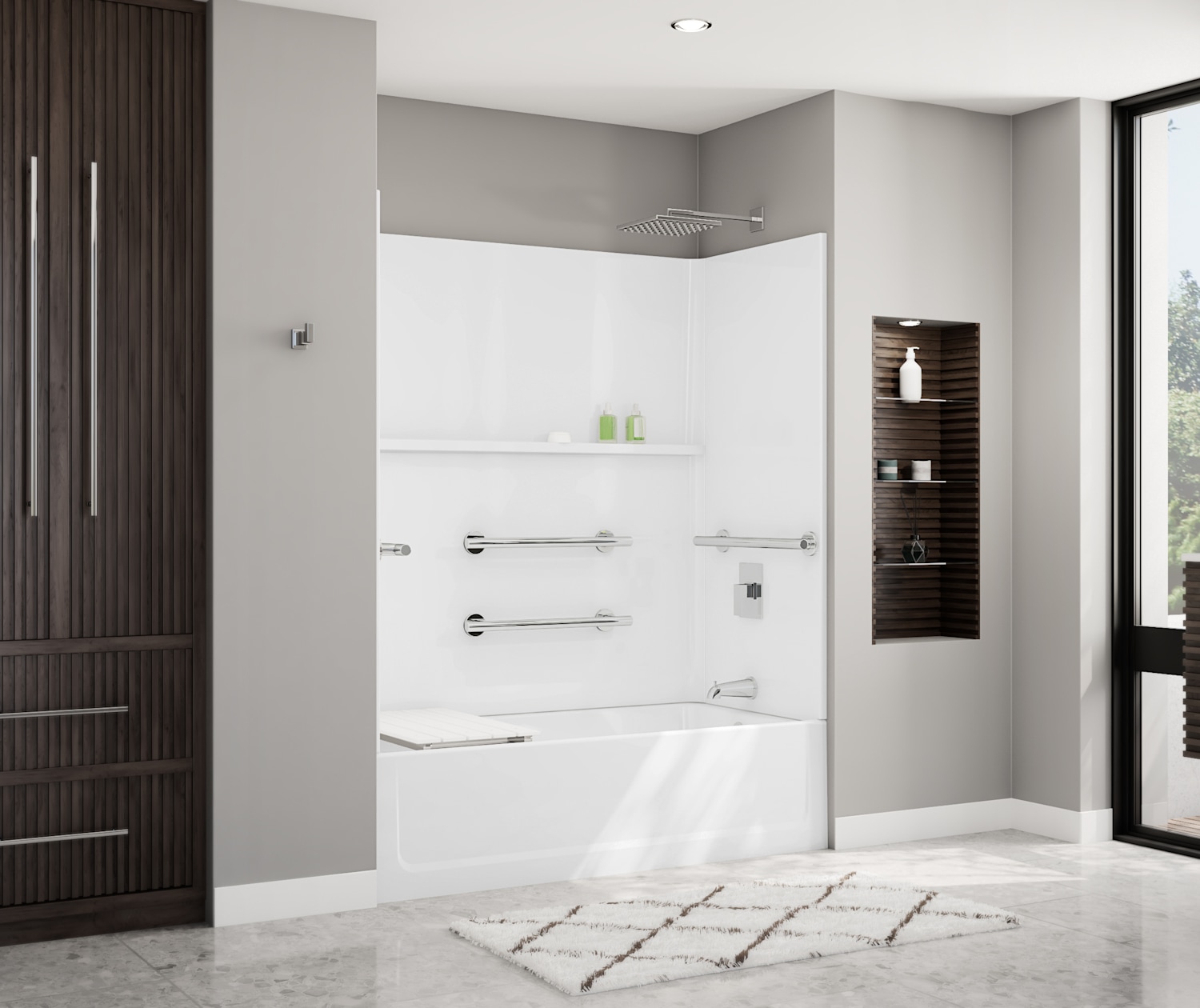 OP6032TSRAF 60 x 32 Optima™ Alcove Right Hand Drain Five Piece Fully Configured Tub Shower in White