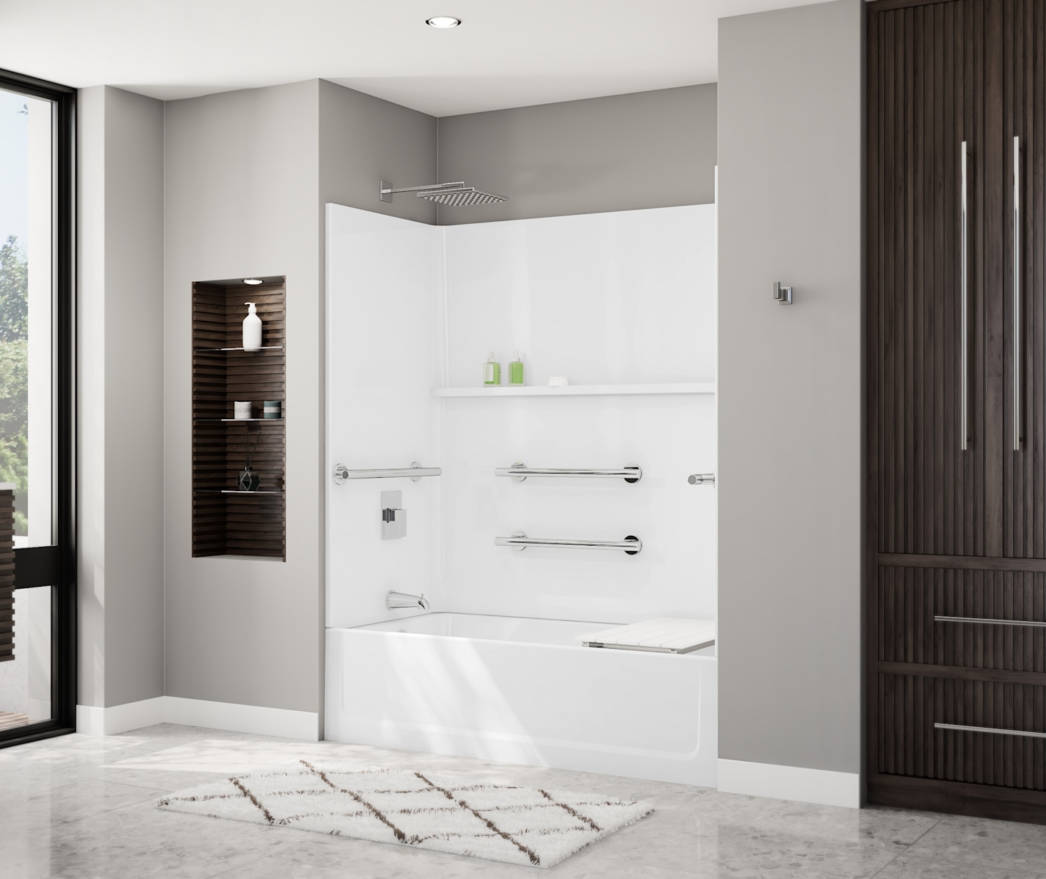 OP6030TSLAF 60 x 30 Optima™ Alcove Left Hand Drain Five Piece Fully Configured Tub Shower in White