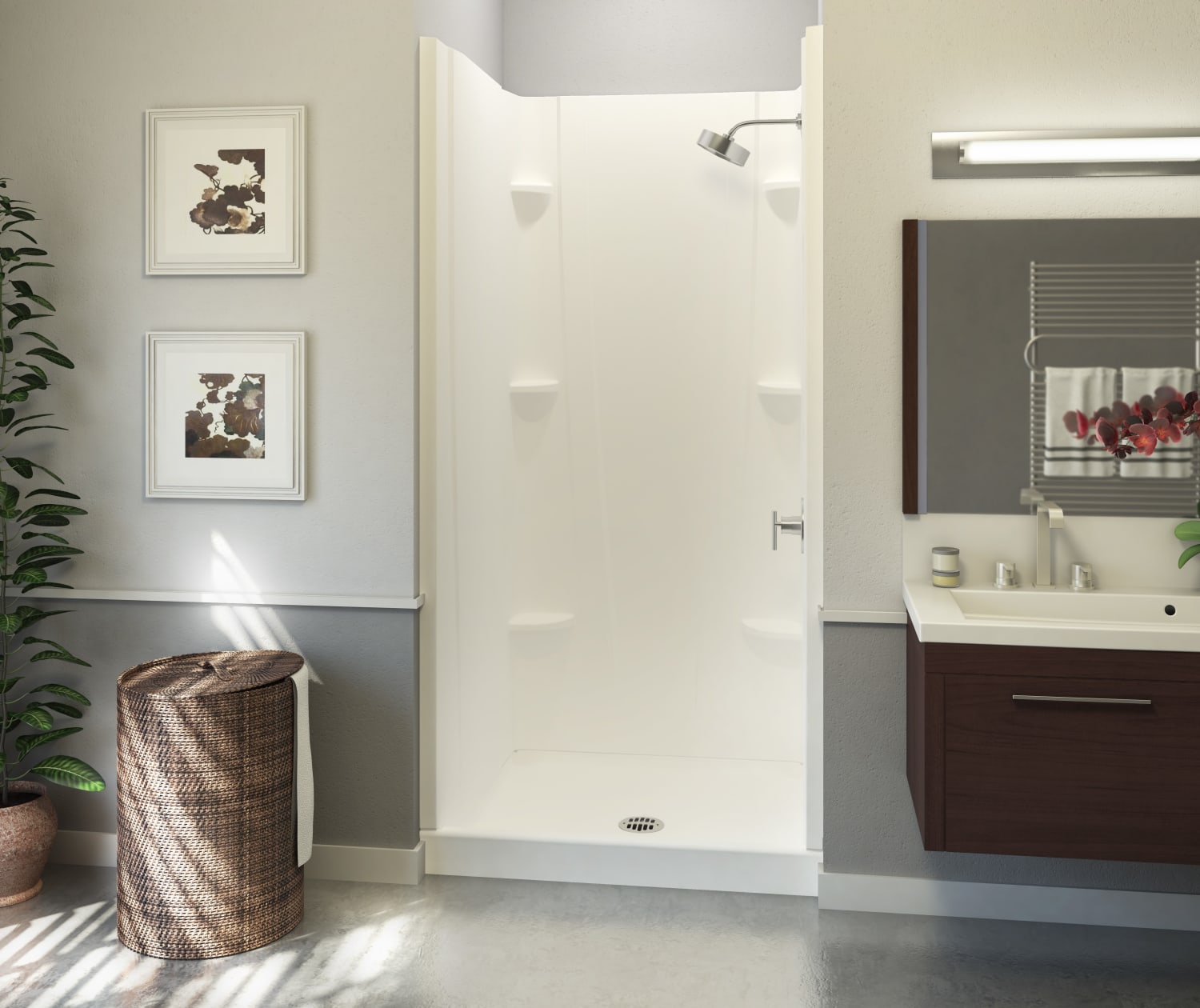 VP3232CSA 32 x 32 Veritek™ Pro Alcove Center Drain Four-Piece Shower in White