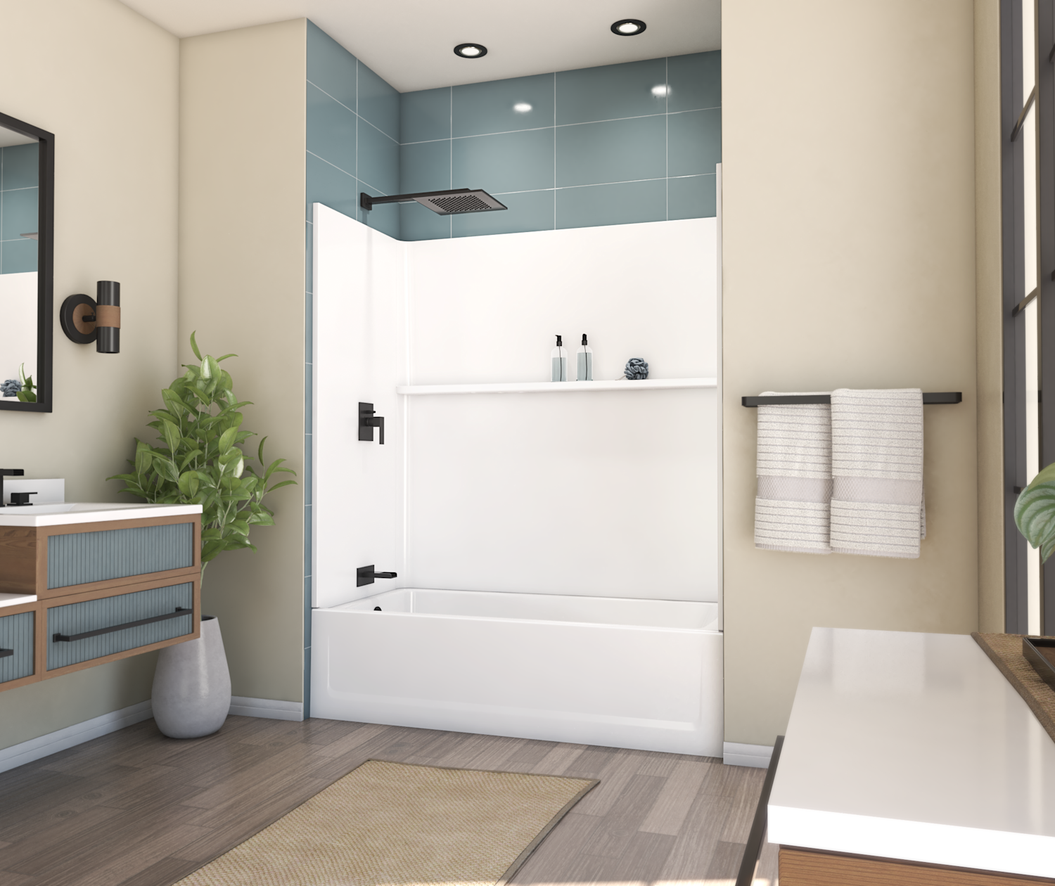 OP6030TSML 60 x 30 Optima™ Alcove Left Hand Drain Five Piece AFR Tub Shower in White
