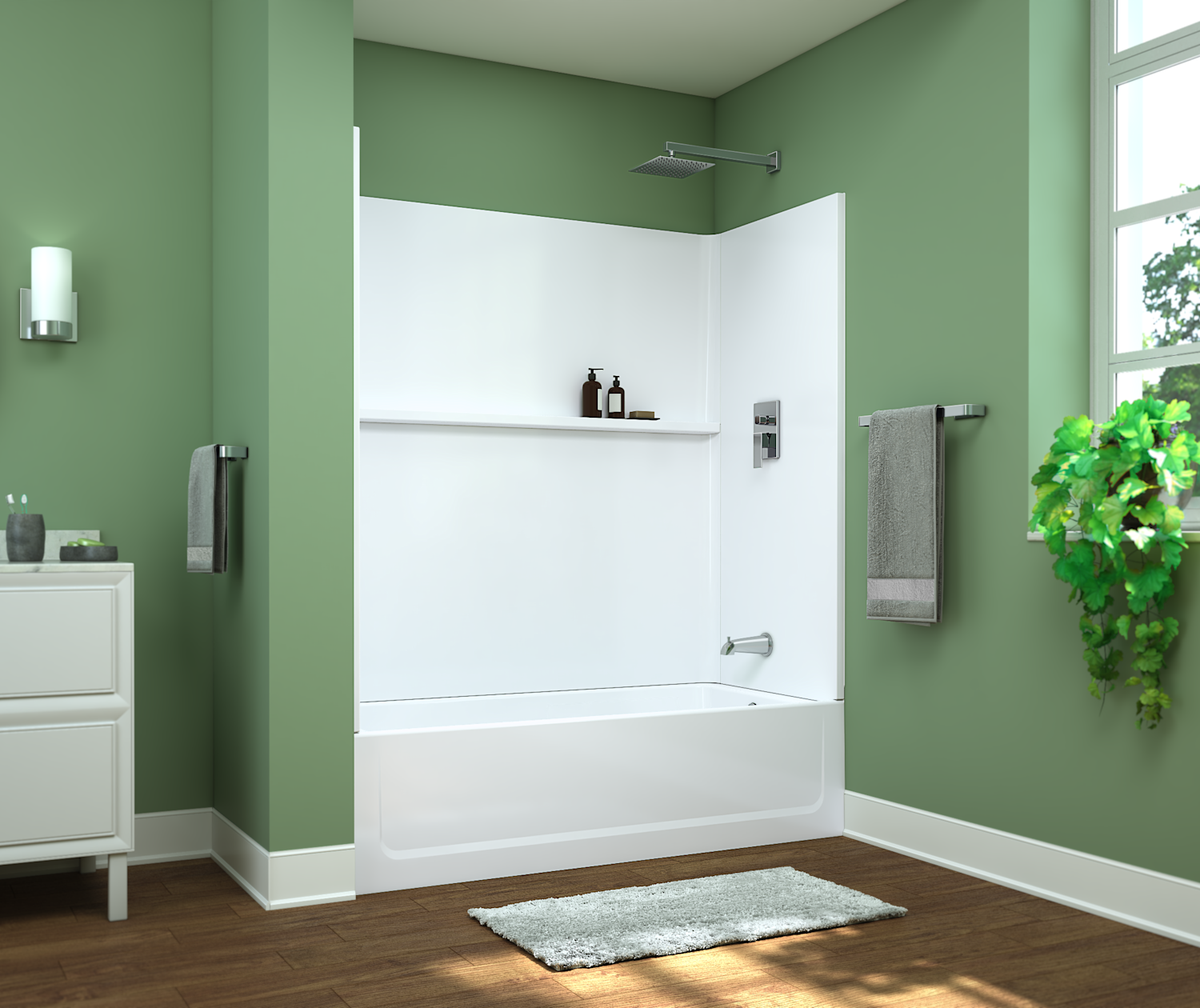 OP6030TSMRA 60 x 30 Optima™ Alcove Right Hand Drain Five Piece AFR Reinforced Tub Shower in White