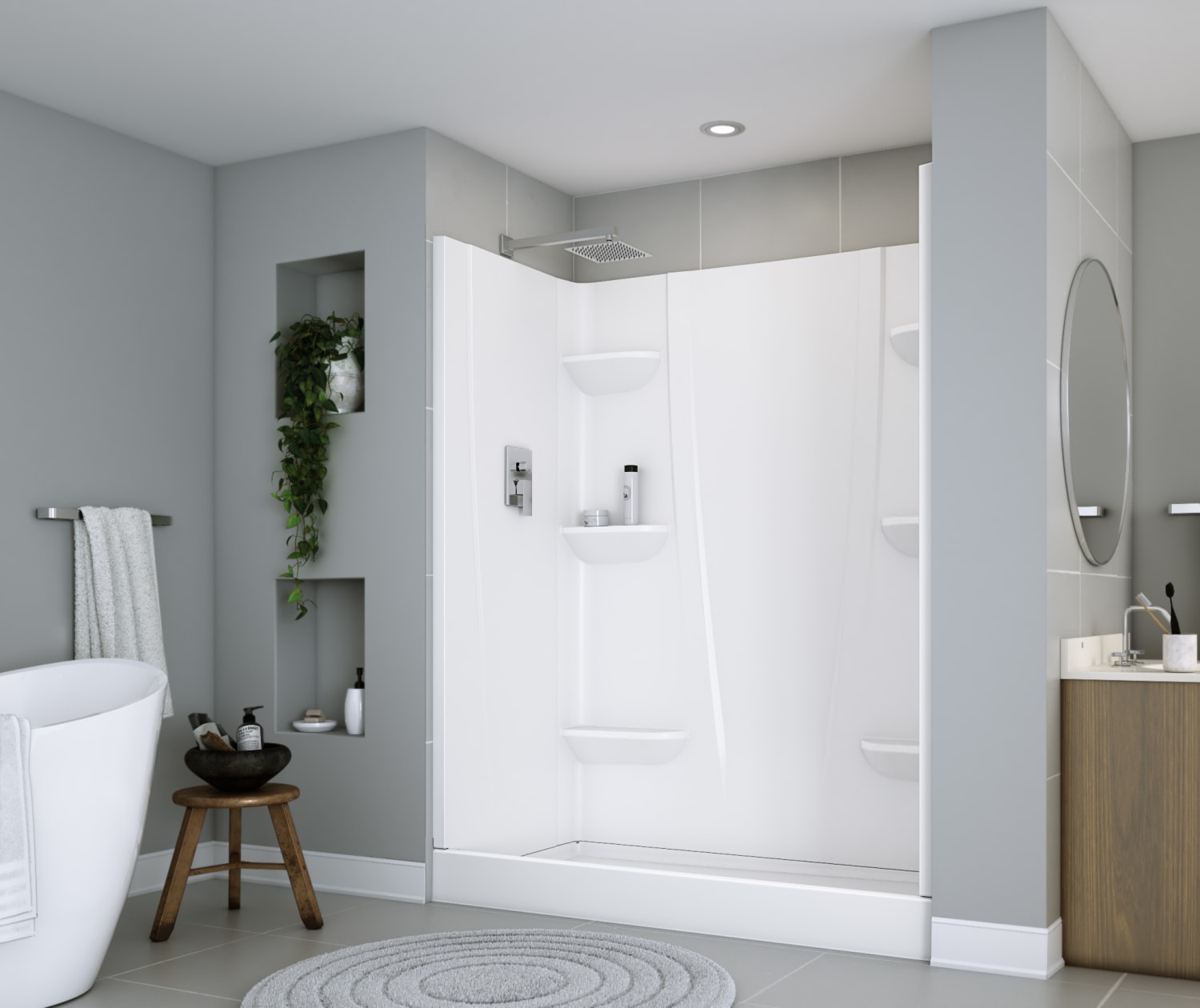 VP6030CSL 60 x 30 Veritek™ Pro Alcove Left Hand Drain Four Piece Shower in White