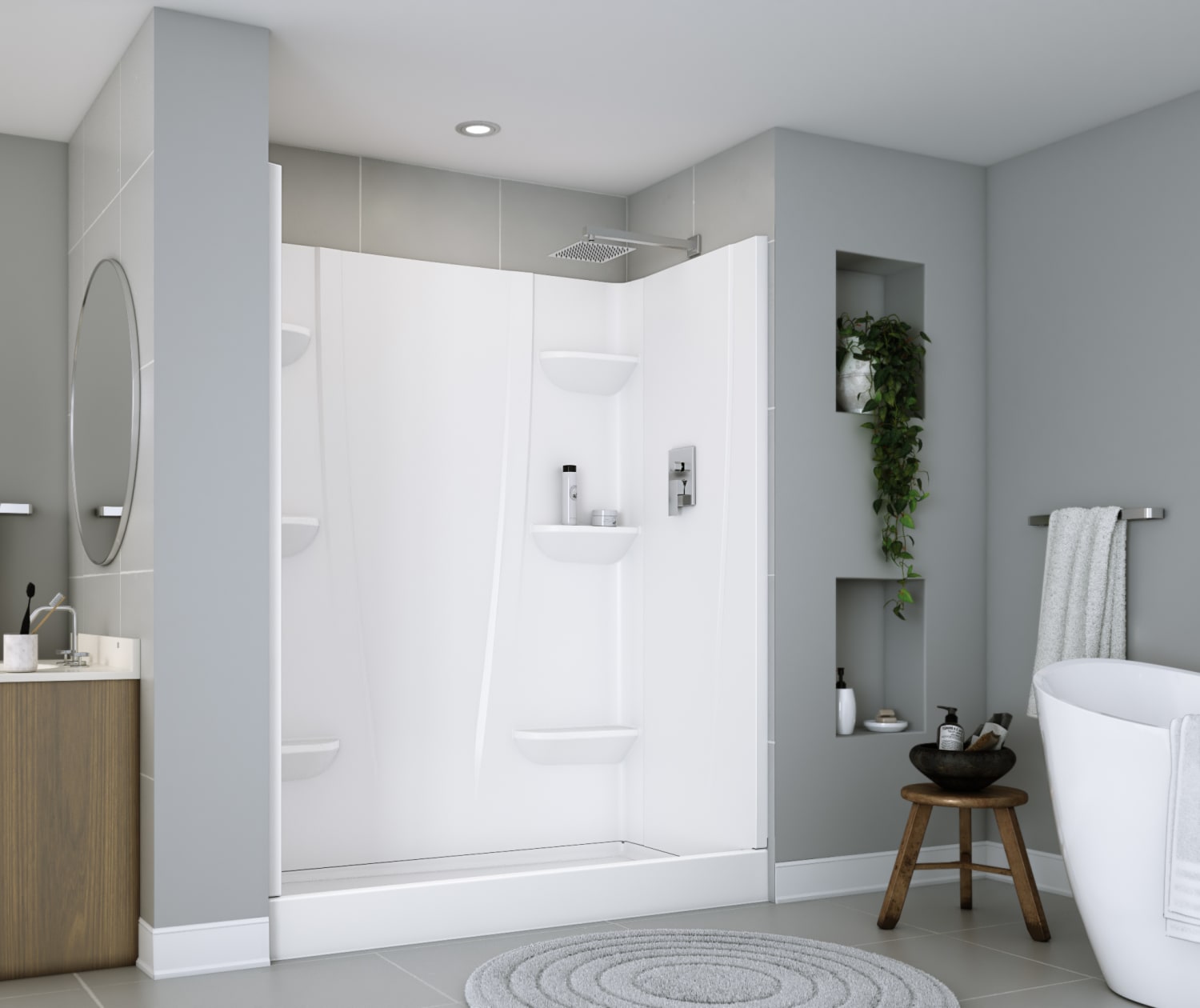 VP6030CSR 60 x 30 Veritek™ Pro Alcove Right Hand Drain Four Piece Shower in White
