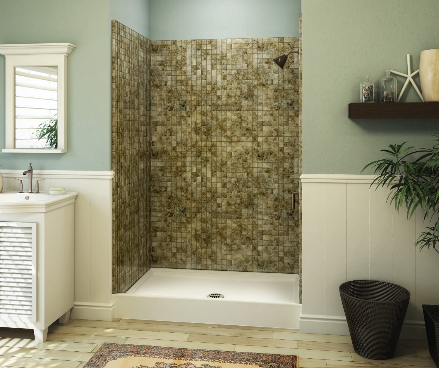 VP4834CPAN Veritek™ Pro Alcove Shower Pan with Center Drain in White