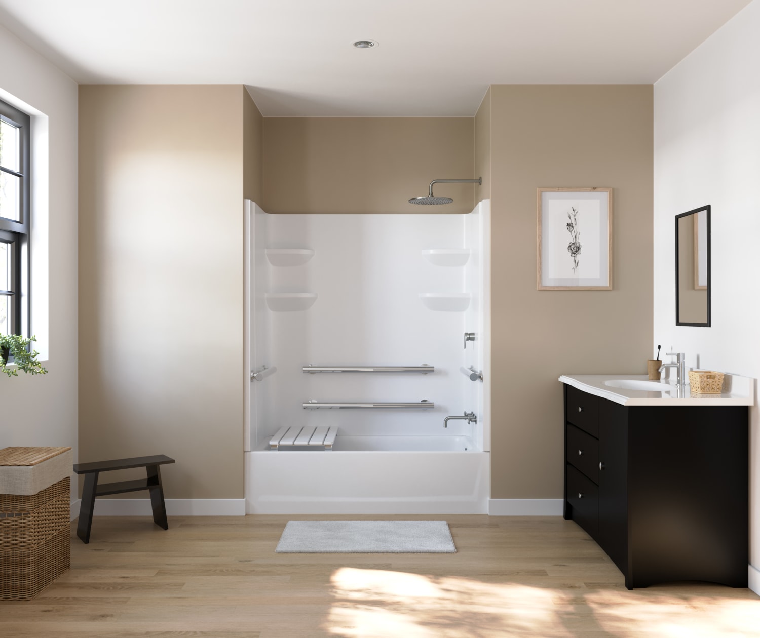 VPF6030CTS2R 60 x 30 Veritek™ Pro Alcove Right Hand Drain Four Piece Tub Shower in White