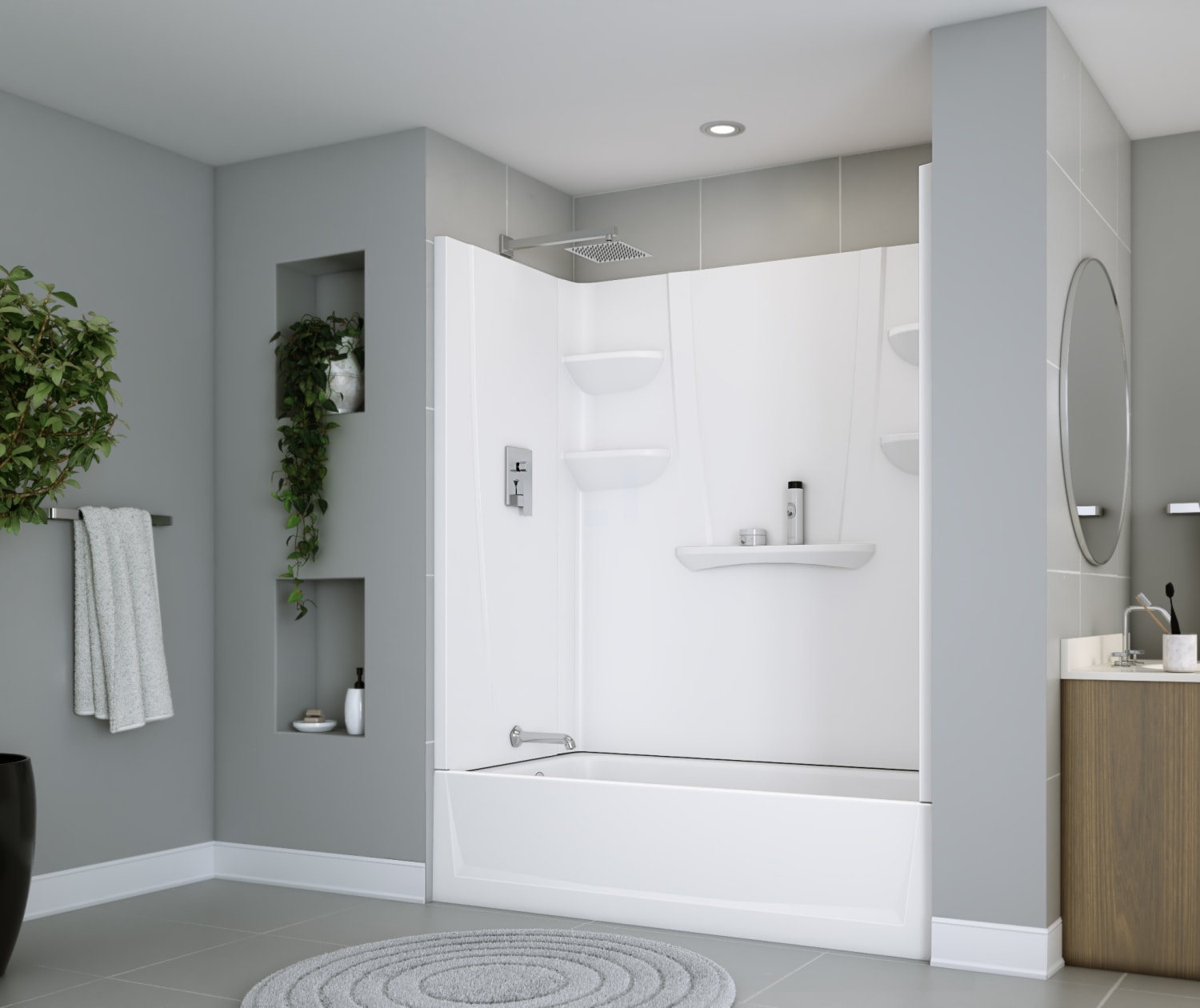 VP6030CTSL 60 x 30 Veritek™ Pro Alcove Left Hand Drain Four Piece Tub Shower in White