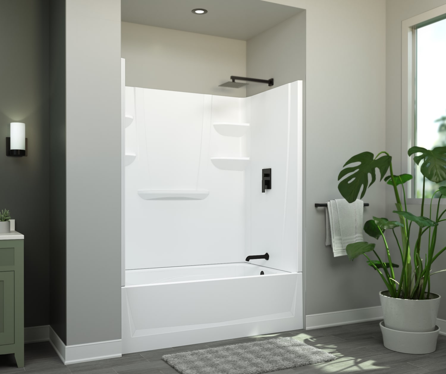 VP6032CTSMINL 60 x 32 Veritek™ Pro Alcove Left Hand Drain Four Piece Tub Shower in White