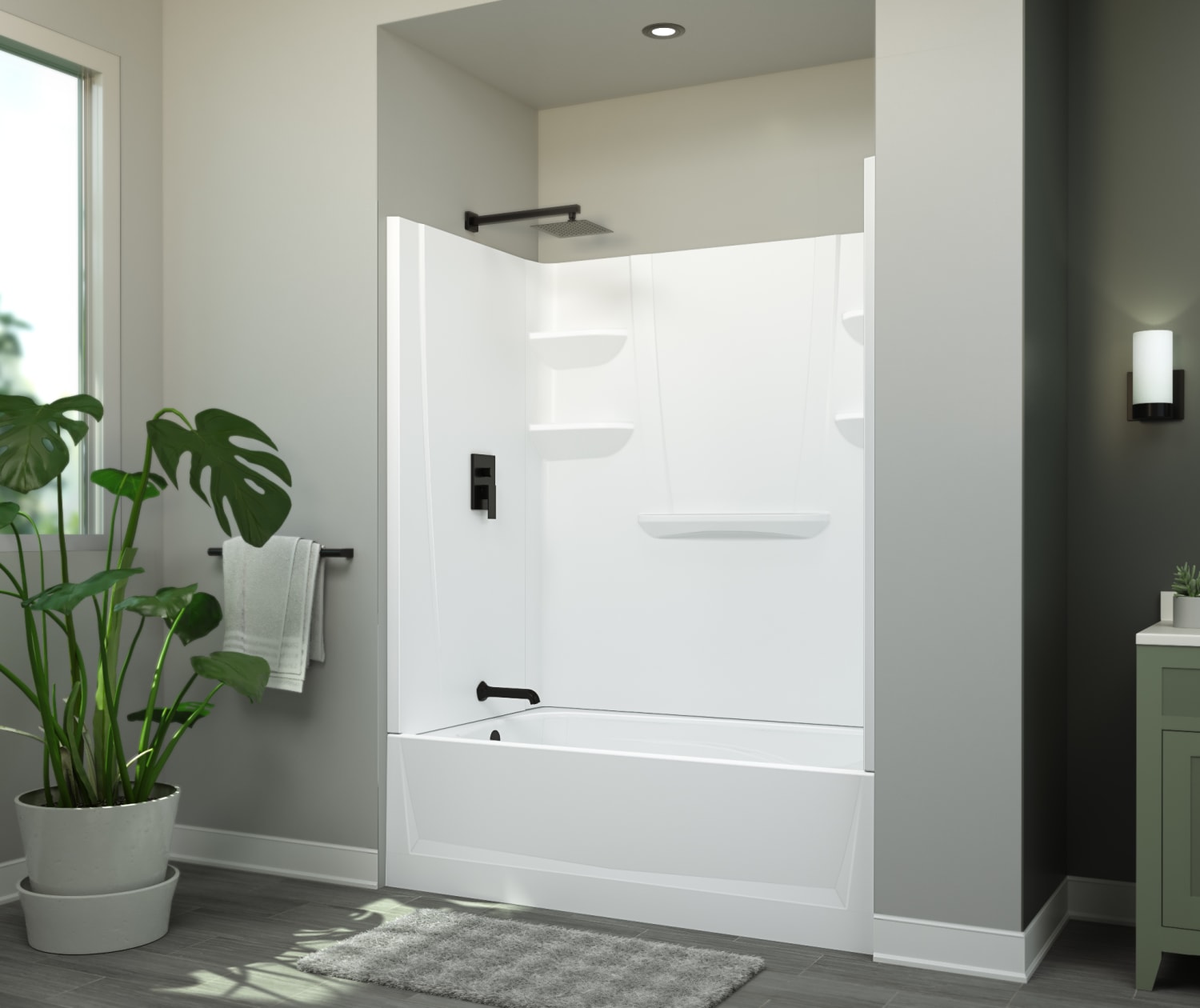 VP6032CTSMINR 60 x 32 Veritek™ Pro Alcove Right Hand Drain Four Piece Tub Shower in White