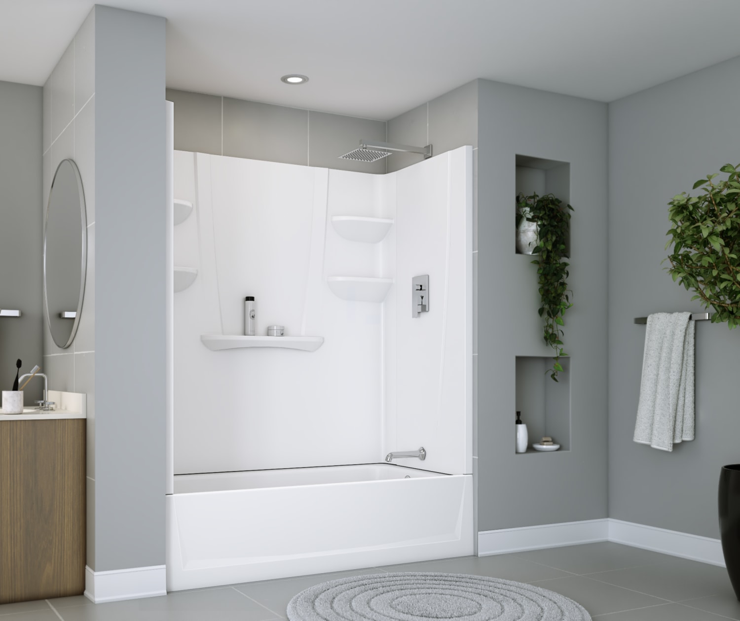VP6030CTSR 60 x 30 Veritek™ Pro Alcove Right Hand Drain Four Piece Tub Shower in White