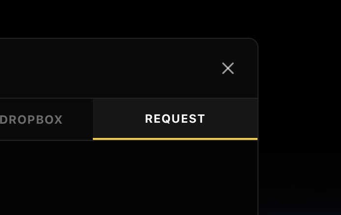 Add Media panel in DLVRD showing Upload Files, External Link, From Dropbox, and Request tabs.