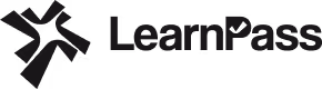 LearnPass logo with stylized abstract star icon to the left of the text.