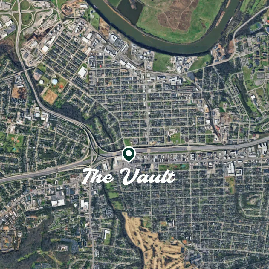 Aerial view of The Vault's location at 404 Morrow Rd., Nashville TN.