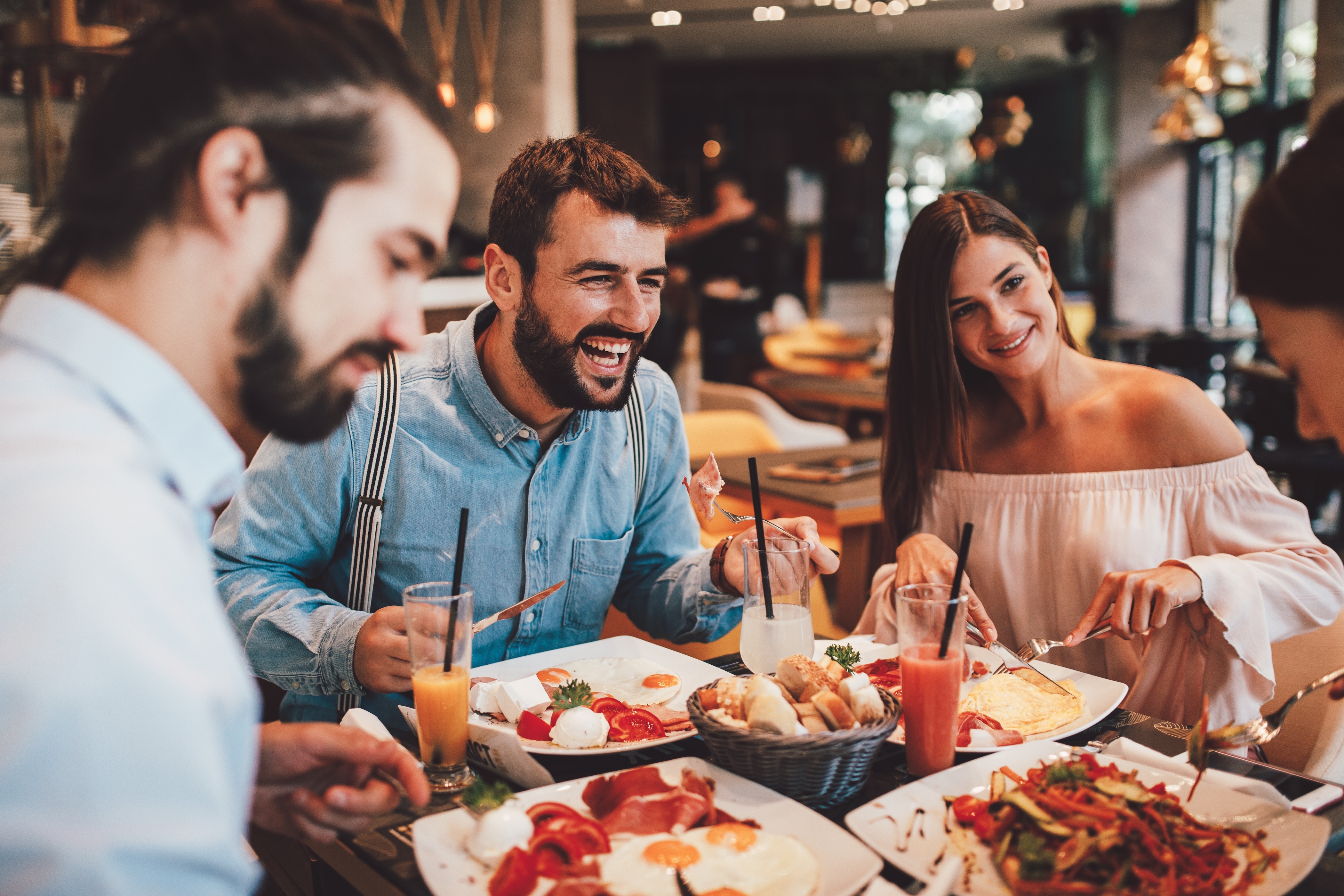 Friends eating stock photo