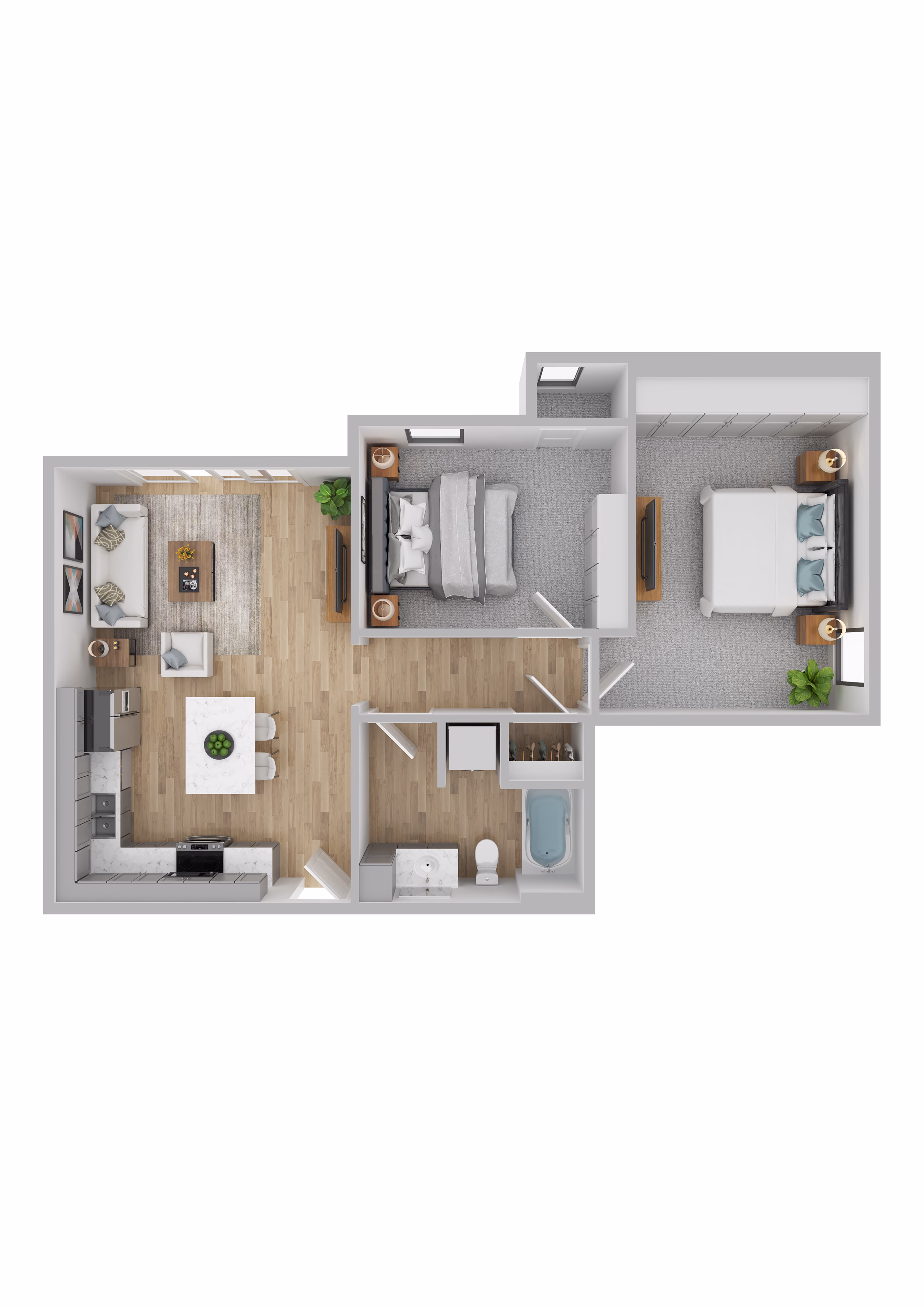 The Grove floor plan — 2 bed, 1 bath at Foss Fields Ascent