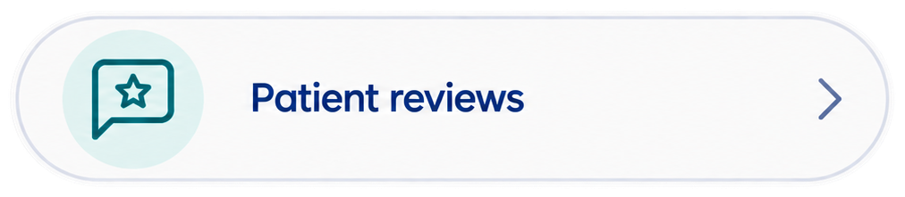 Button with a speech bubble icon containing a star and the text 'Patient reviews' followed by a right arrow.