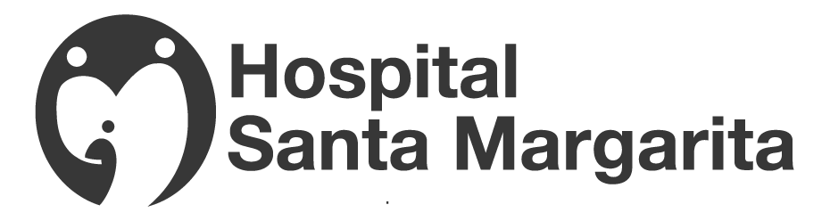 Logotipo del Hospital Santa Margarita con un ícono de dos figuras estilizadas en círculo.
