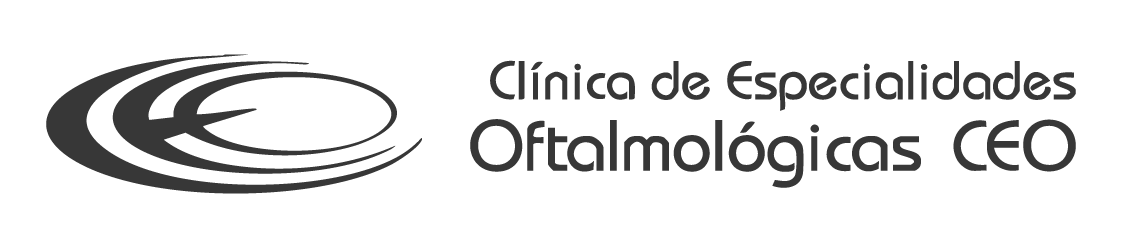 Logotipo de la Clínica de Especialidades Oftalmológicas CEO con símbolo circular a la izquierda.