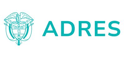 Logotipo de ADRES con un diseño gráfico estilizado a la izquierda del texto.