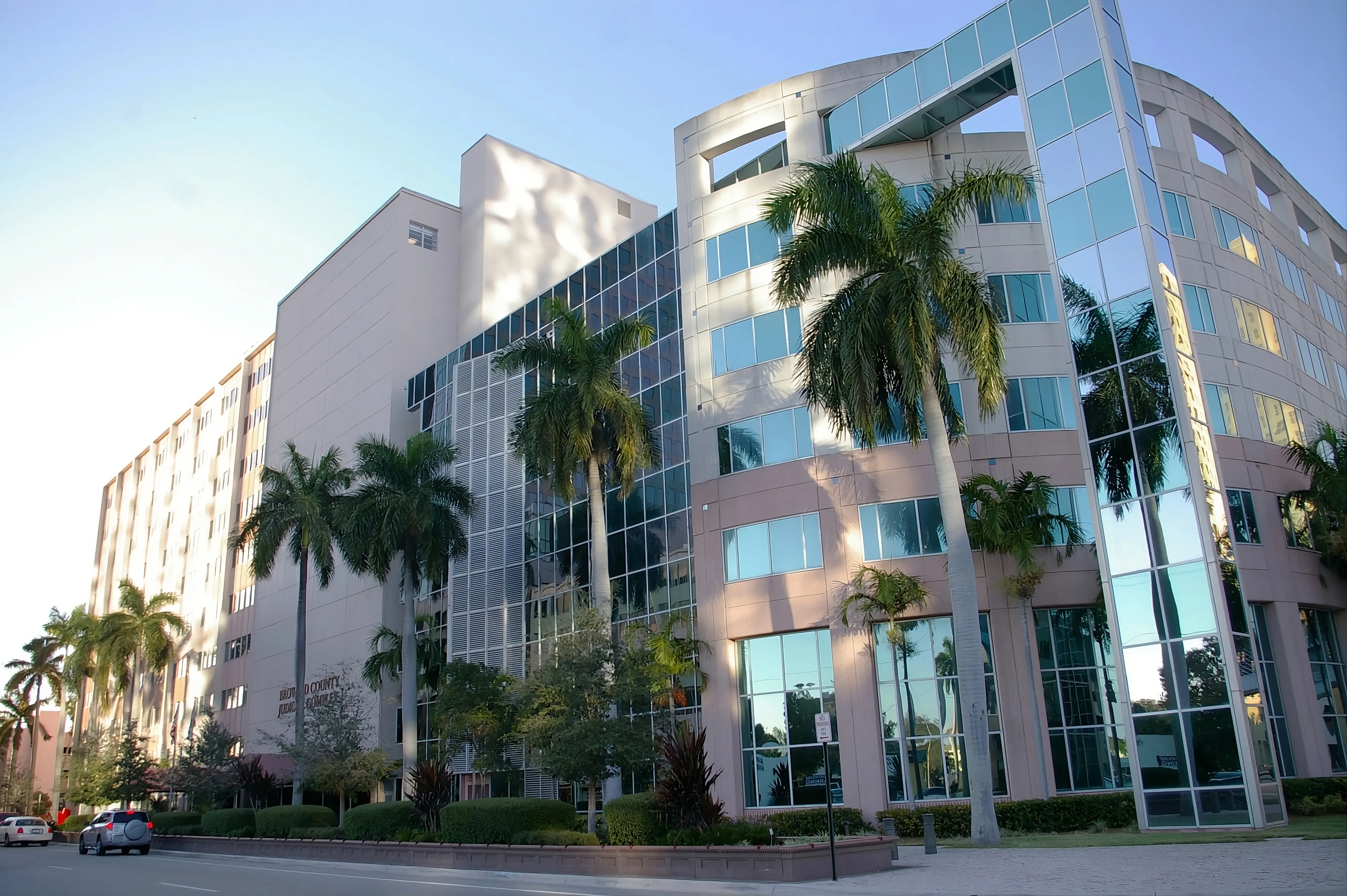 Broward County Judicial Complex exterior with palm trees
