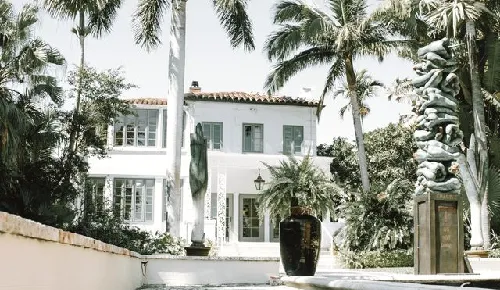 Palm-lined residence in West Palm Beach