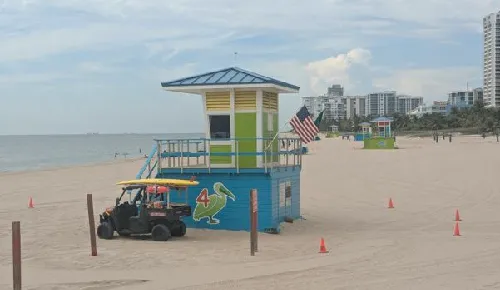 Colorful lifeguard tower on Pompano Beach