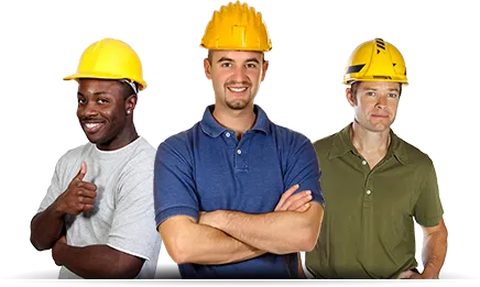 Commercial installation team wearing hard hats