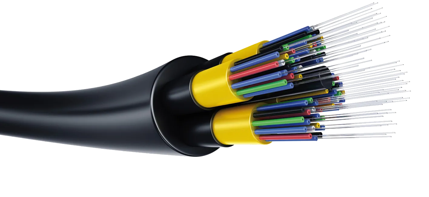 Fiber optic cable with color-coded internal fibers