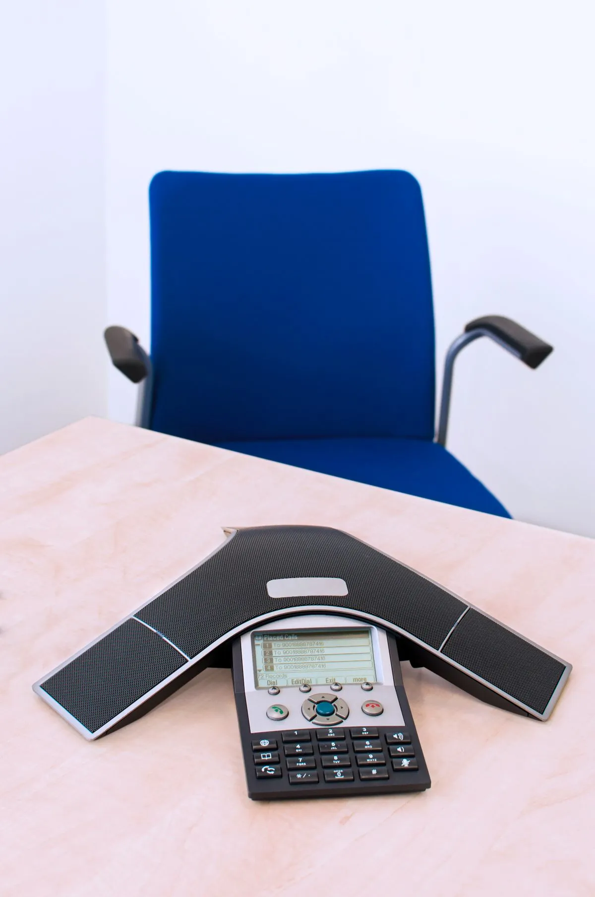 Conference phone in an office meeting space for business calling