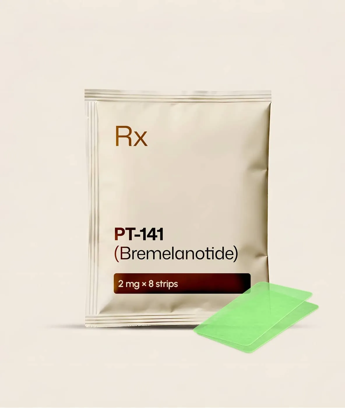 Packaged PT-141 sublingual strips with dissolvable film