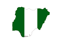 Map outline of Nigeria filled with the country's green and white national flag colors representing Nigerian coverage