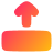 Orange gradient icon of a rightward horizontal rectangle with rounded edges and a small upward arrow above its left side.