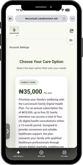 Mobile screen listing doctors available on lexconsult for online conculations