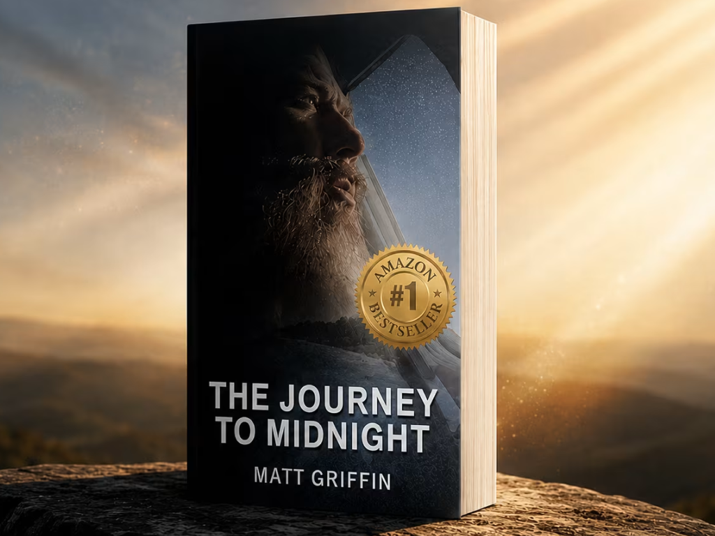 Book titled 'The Journey to Midnight' by Matt Griffin with an Amazon #1 Bestseller badge.