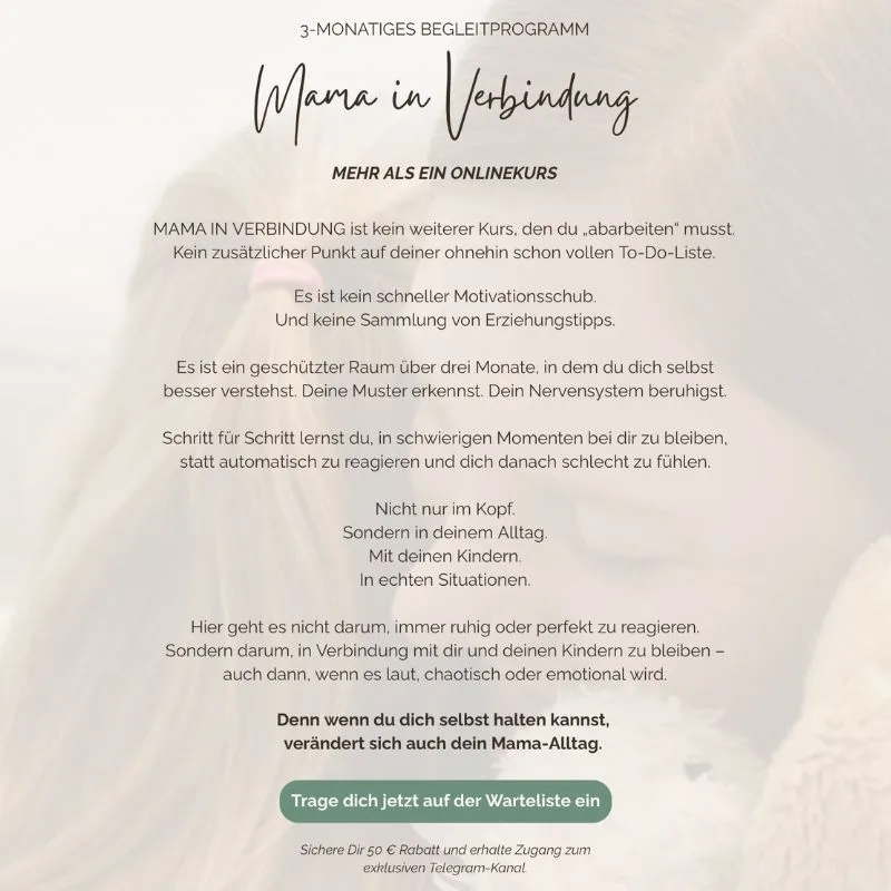 Textkarte "Mama in Verbindung", Programminhalte