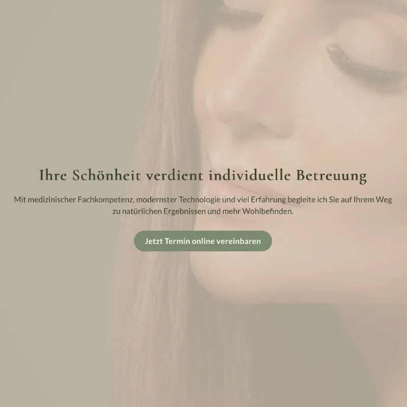 Call-to-Action von MyMedBeauty mit einem Bild von einem Gesicht einer Frau